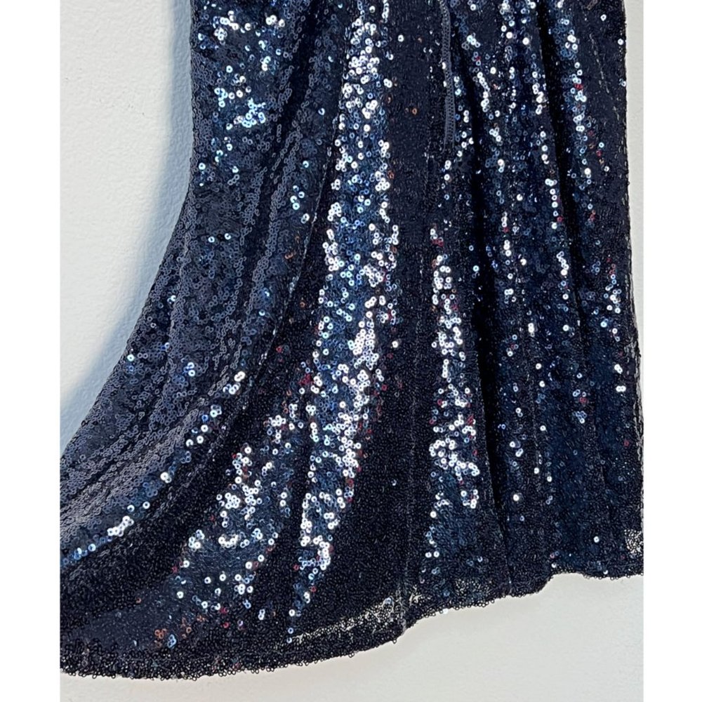 Lulu's Grandeur Navy Blue Sequin Cutout Swing Dress M Sparkly Bling Party $65 - Picture 8 of 16